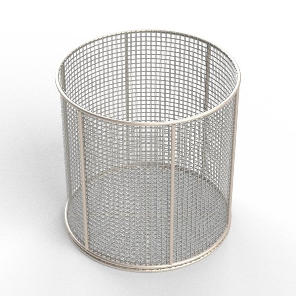 Anysizebasket Round Wire Mesh Basket: 12Dia. x 12H, 304 SS, 1/4 Rod Frame, No Handles, Mesh: 2 x .063 TMT-120RND120-N02S